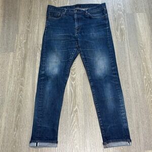 Uniqlo Kaihara Selvedge Jeans Slim Straight Mid-Rise Blue 32x30 Stretch Japanese